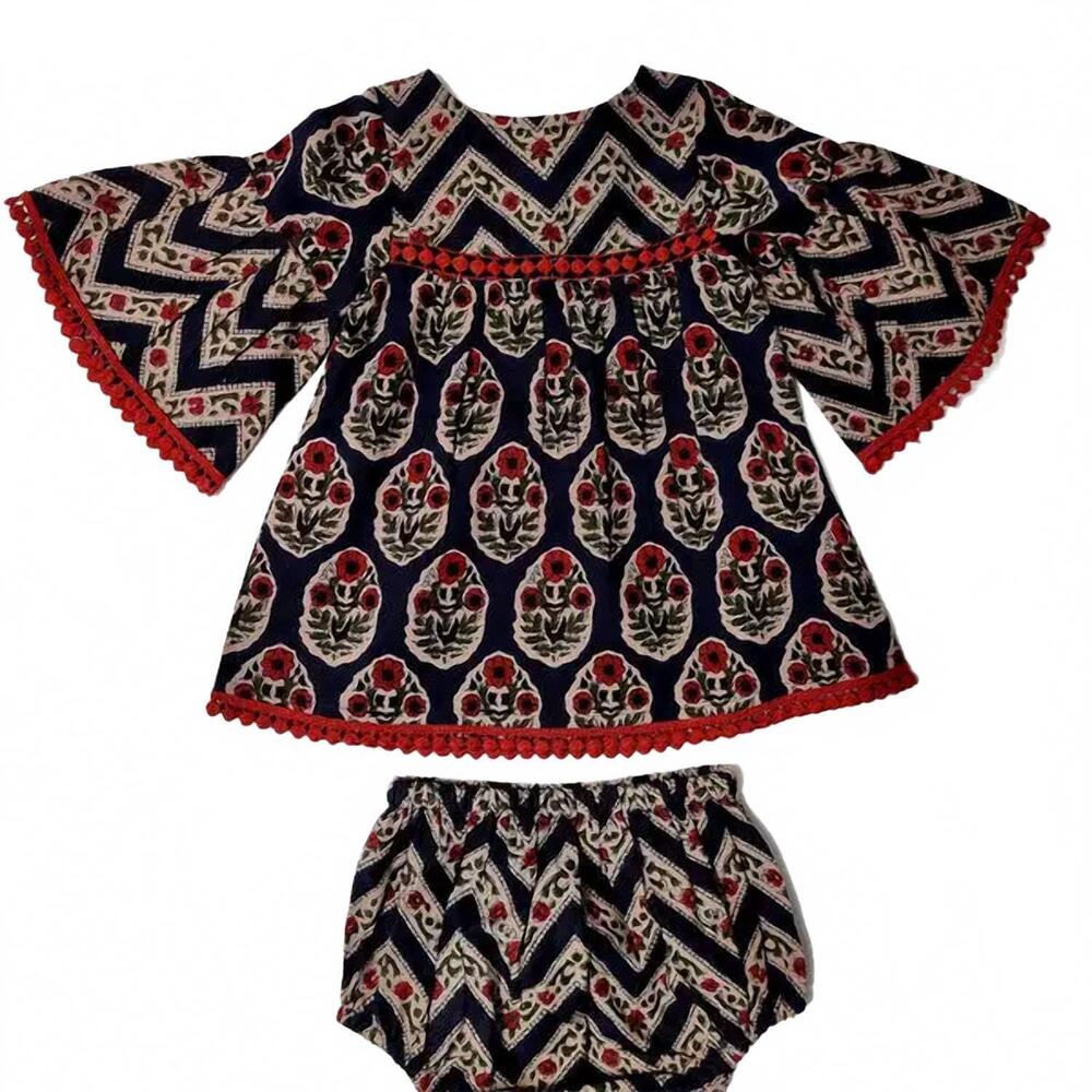 NEW YO BABY girls floral print bell-sleeves dress in multi